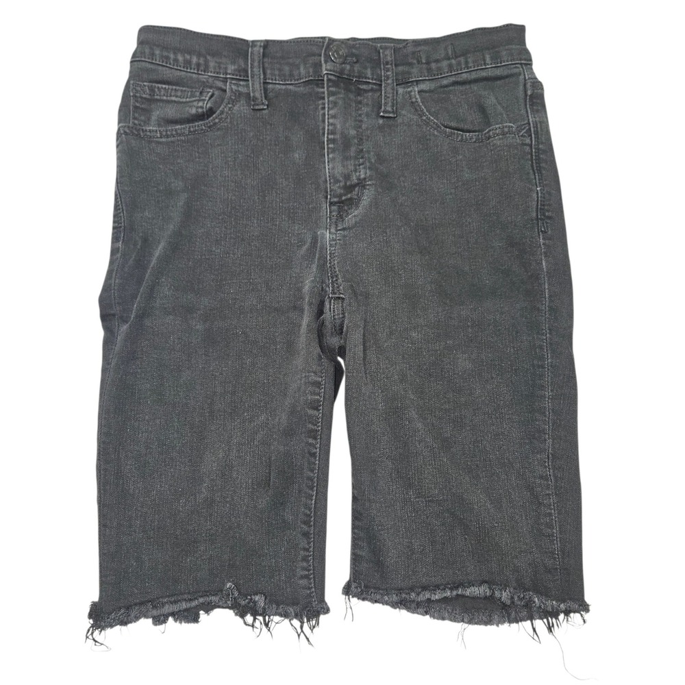 Madewell Roadtripper High Rise Denim Shorts Black Cutoff Raw Hem Sz 28